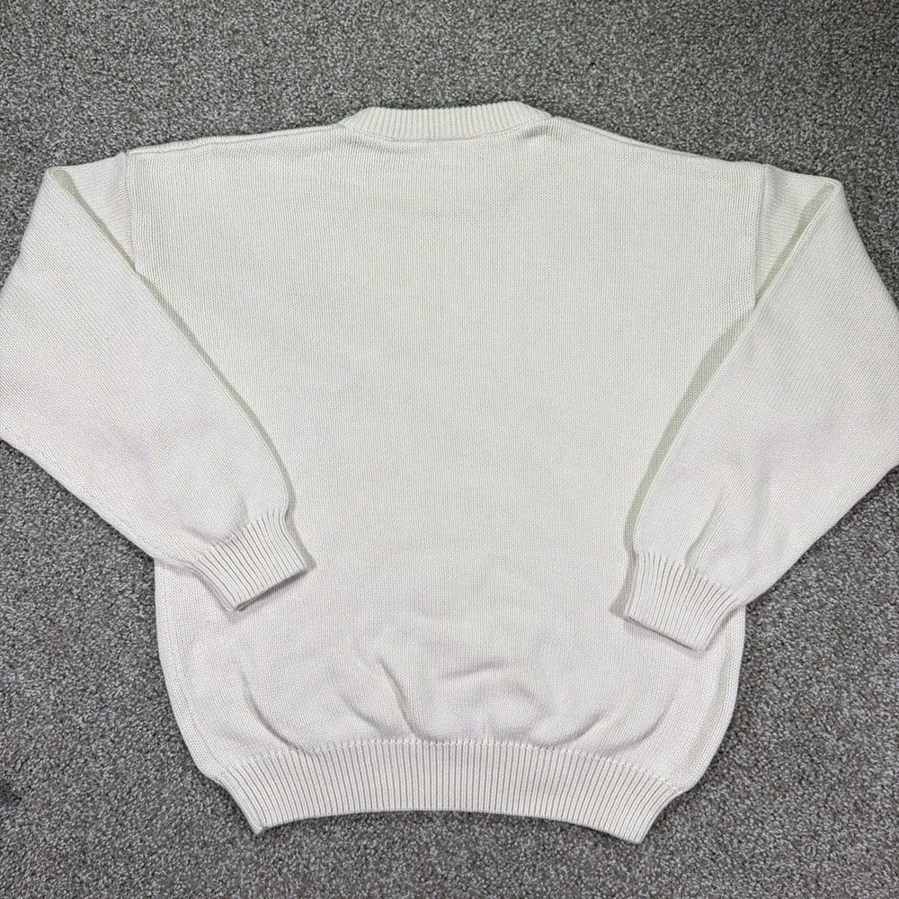 Vintage Cream Jantzen Golf Pullover Sweater Large 90s Classic Embroidered